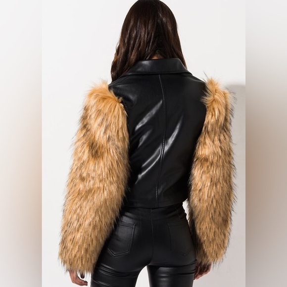 Azalea Wang Fur Moto Hybrid Jacket - Picture 2 of 4